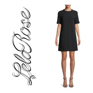 LELA ROSE Short-Sleeve Seamed Tunic Dress in Black Size 10